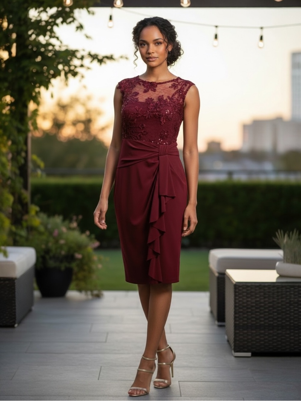 NWT MARINA Illusion Embroidered Dress Size 8P $285
